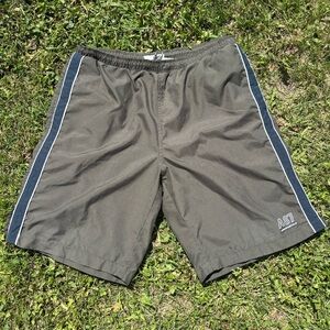 Vtg Aeropostale A87 Swim Trunks Mens Large Green Blue Side Stripe Swimwear Y2K